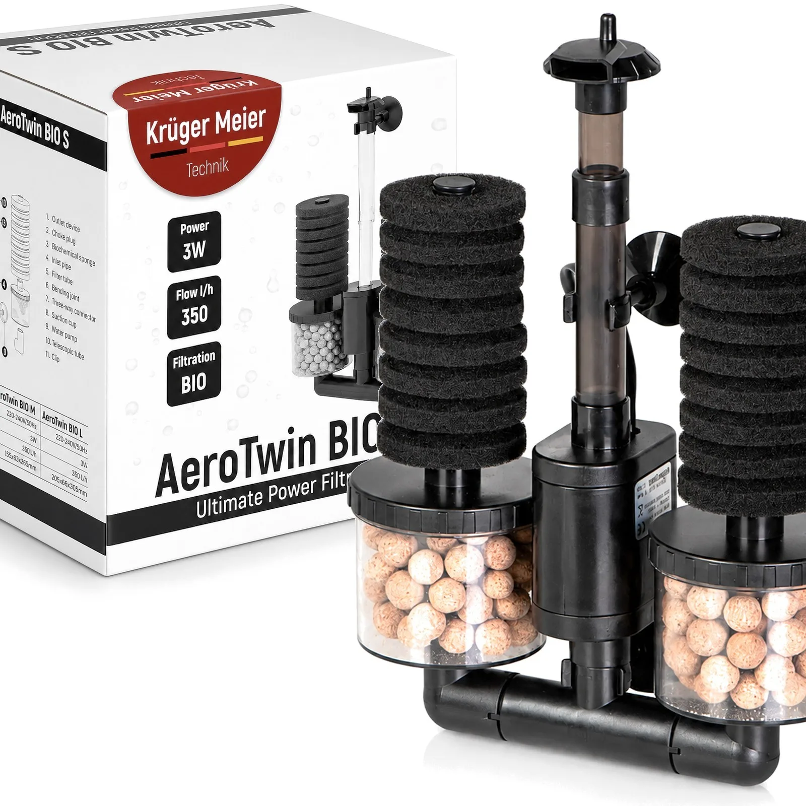 AeroTwin BIO S - filtr wewnętrzny gąbkowy z biofiltracją