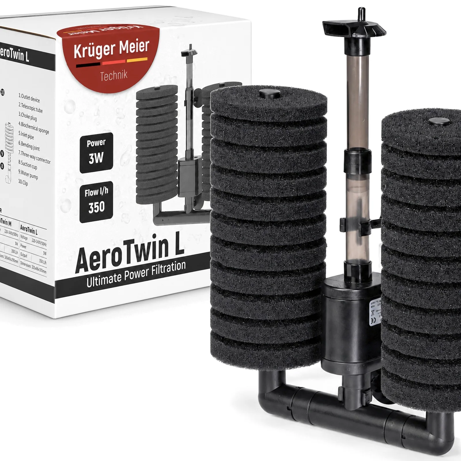 Kruger Meier AeroTwin L - filtr wewnętrzny gąbkowy