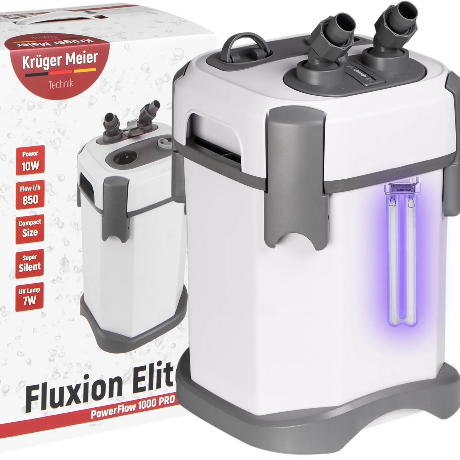 Fluxion Elite 1000 UVC PRO - filtr zewnętrzny z lampą UV do akwarium 80 - 180 litrów