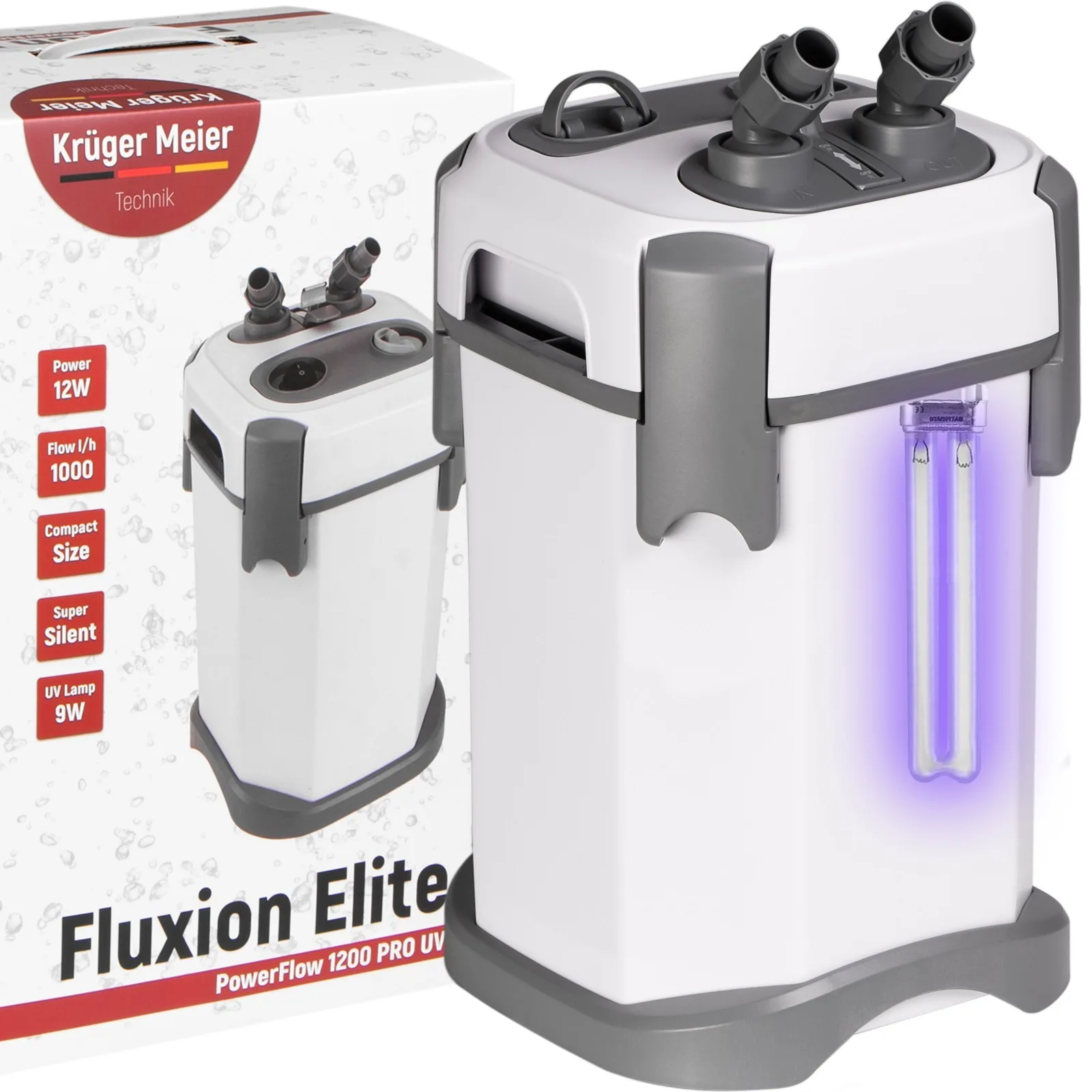 Fluxion Elite 1200 UVC PRO - filtr zewnętrzny z lampą UV do akwarium 100 - 250 litrów