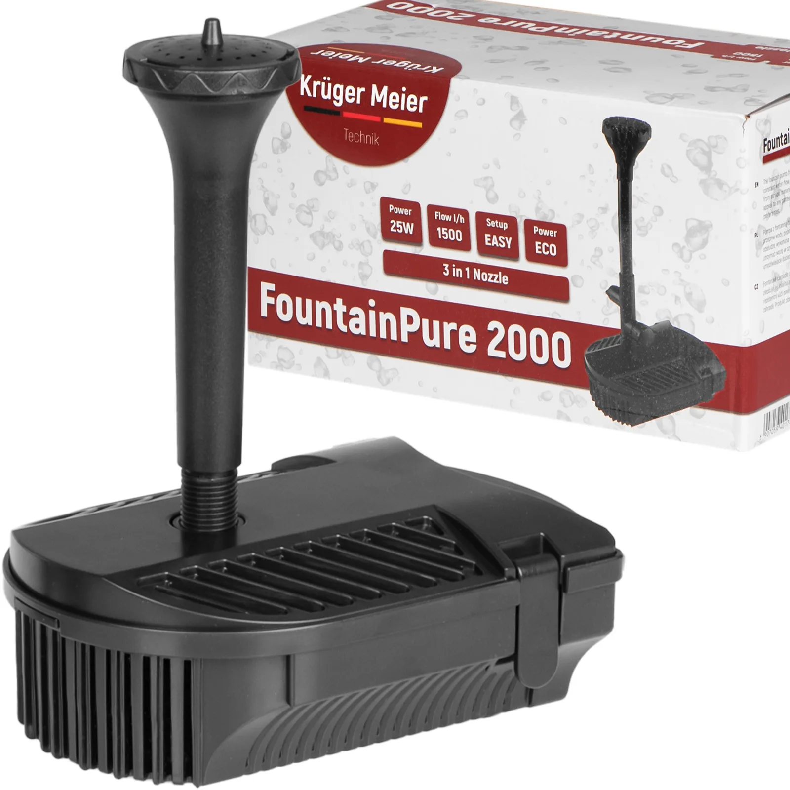Kruger Meier FountainPure 2000 - fontanna, filtr i pompa wody do oczka wodnego