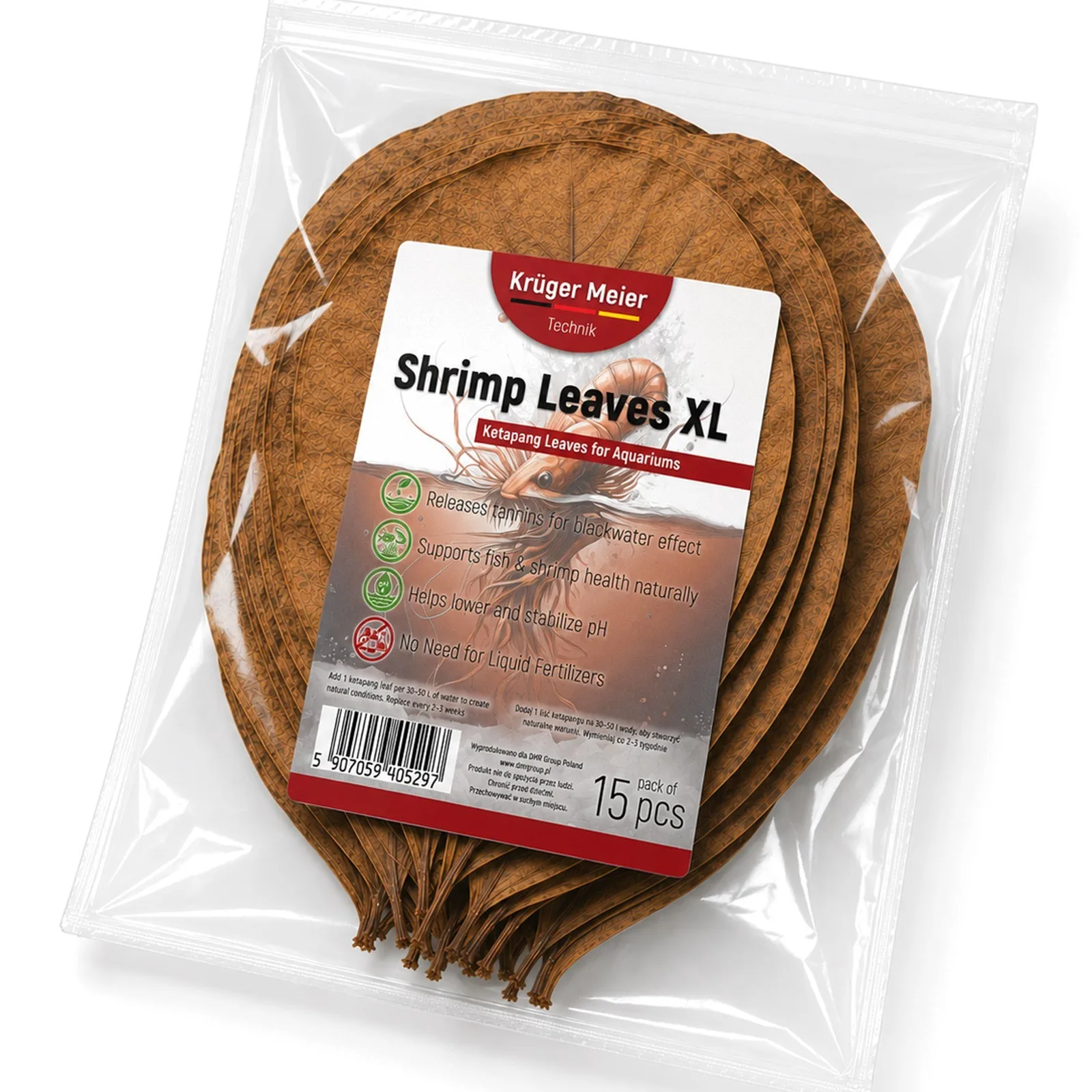 Shrimp Leaves XL - liście ketapangu 15 sztuk
