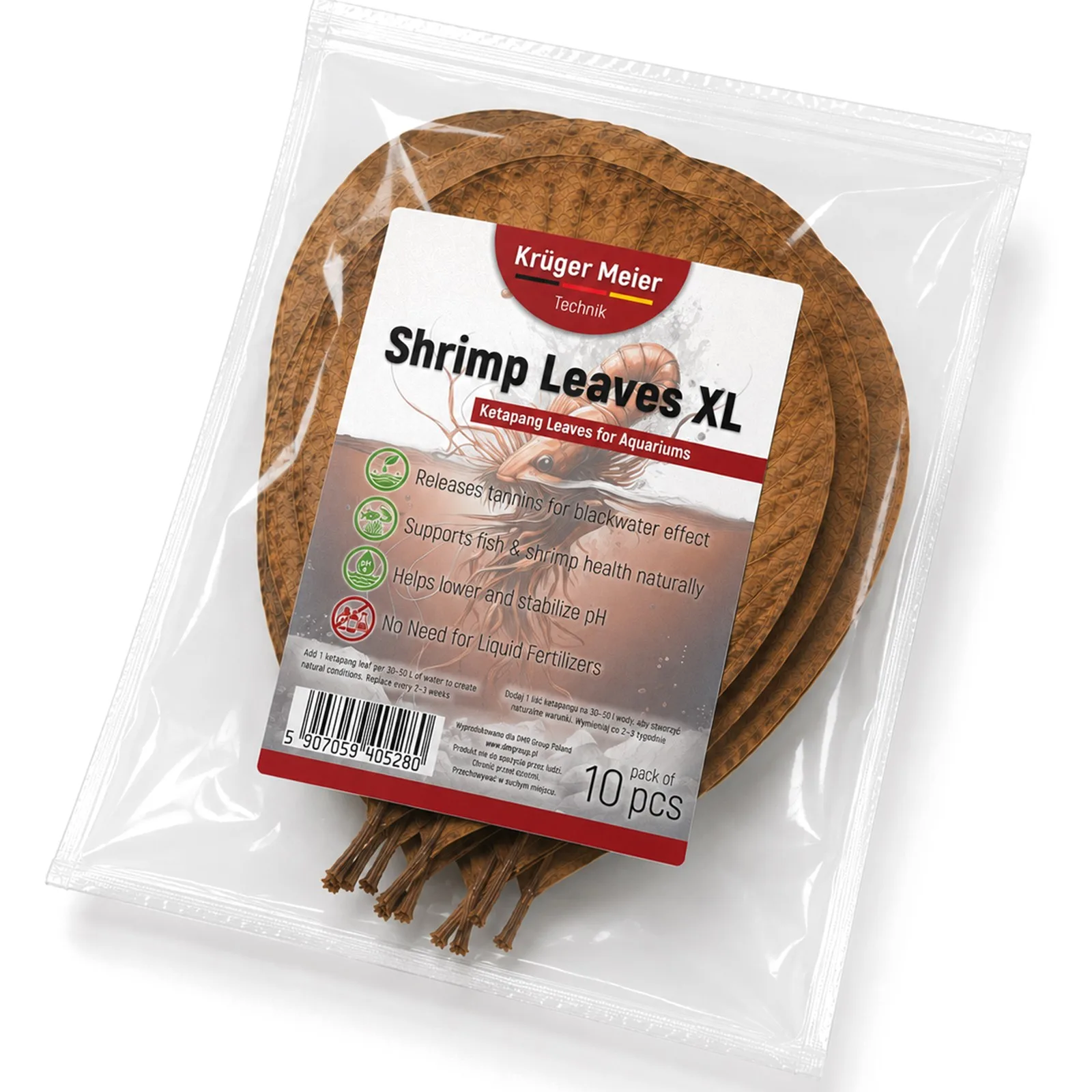 Kruger Meier Shrimp Leaves XL - liście ketapangu 10 sztuk