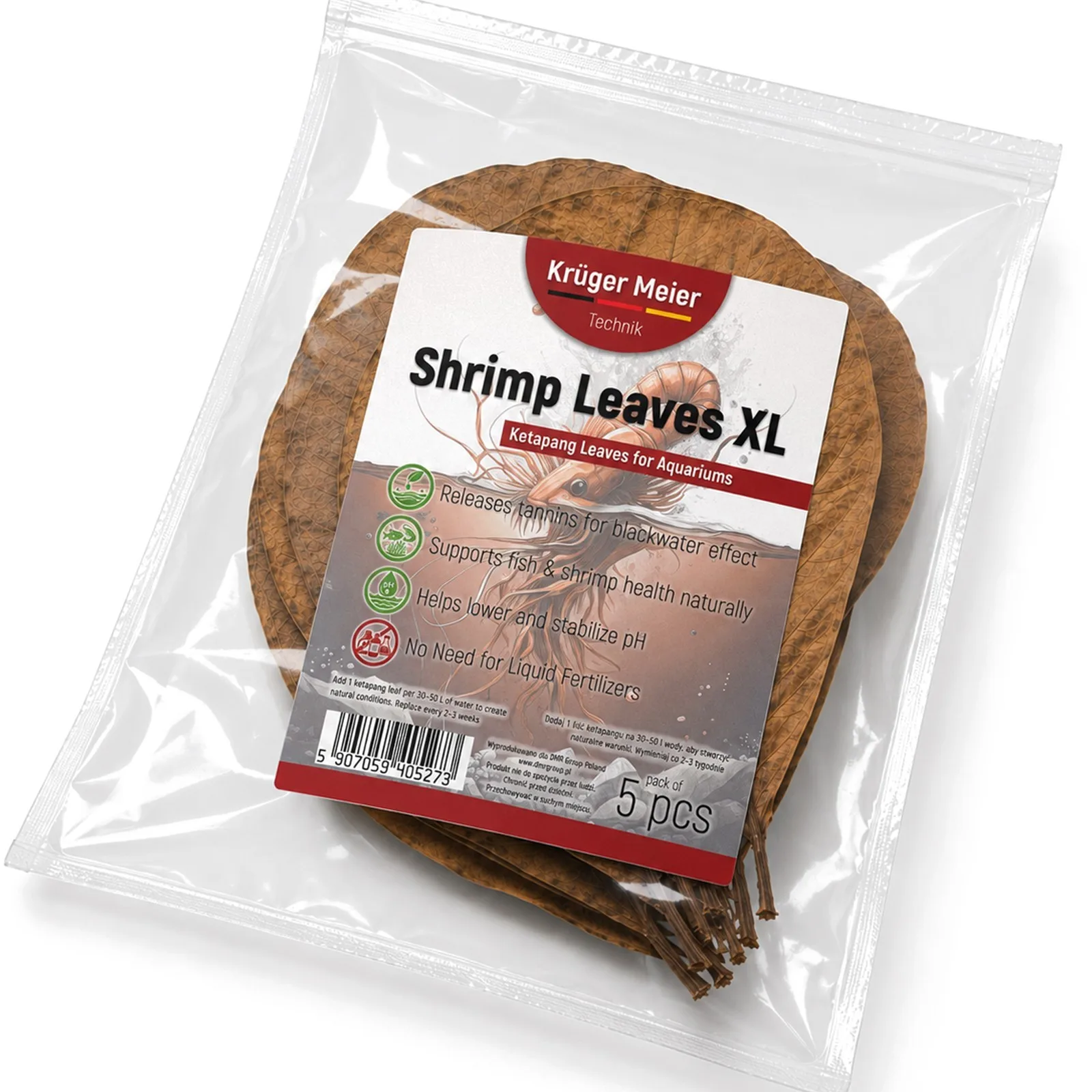 Shrimp Leaves XL - liście ketapangu 5 sztuk