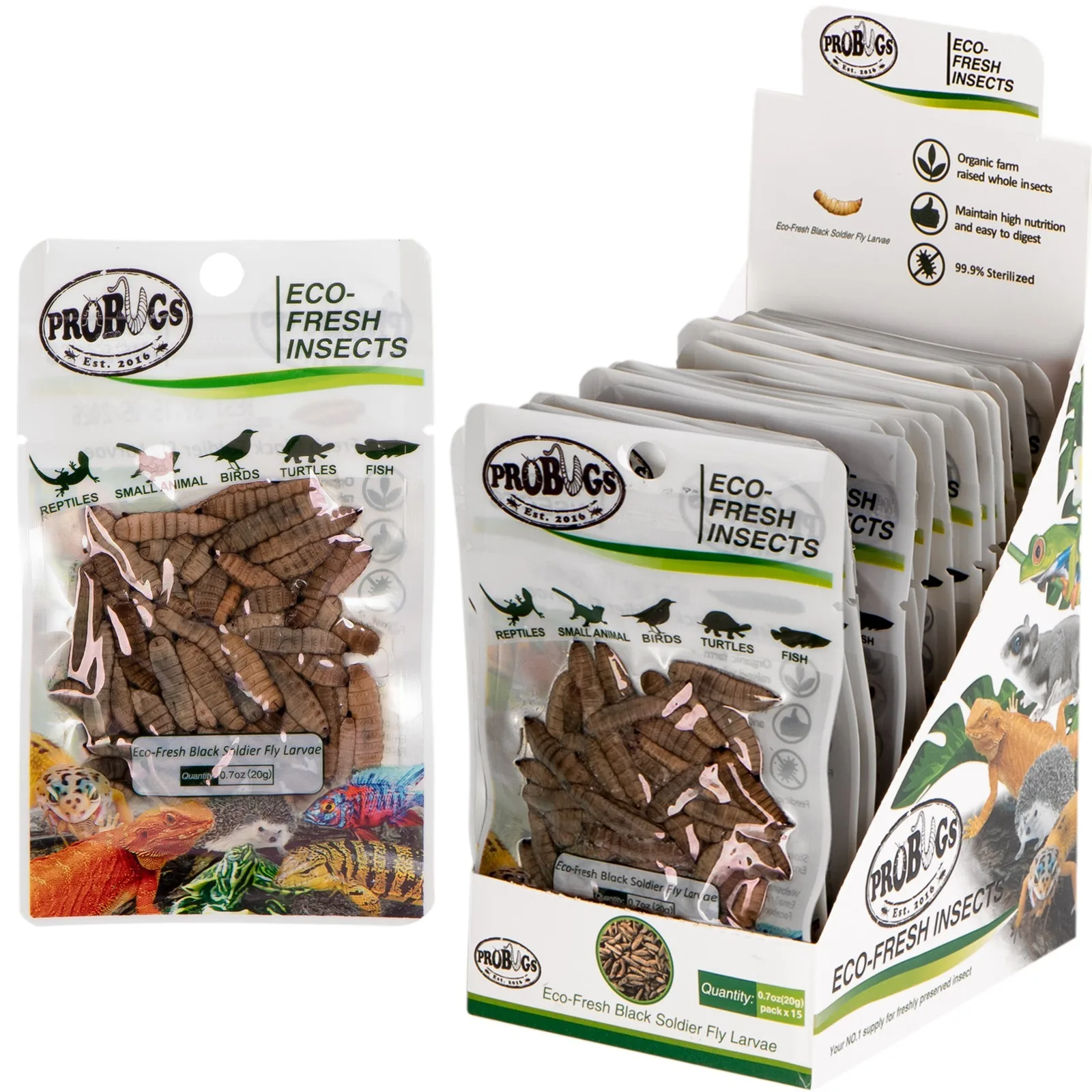 Eco-Fresh Black Solider Fly Larvae 15 x 20g - świeże larwy muchy czarnej 15 saszetek