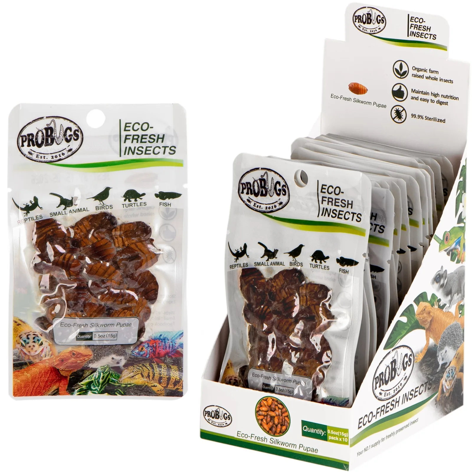 Eco-Fresh Silkworm 15 x 15g - świeże larwy jedwabnika 15 saszetek