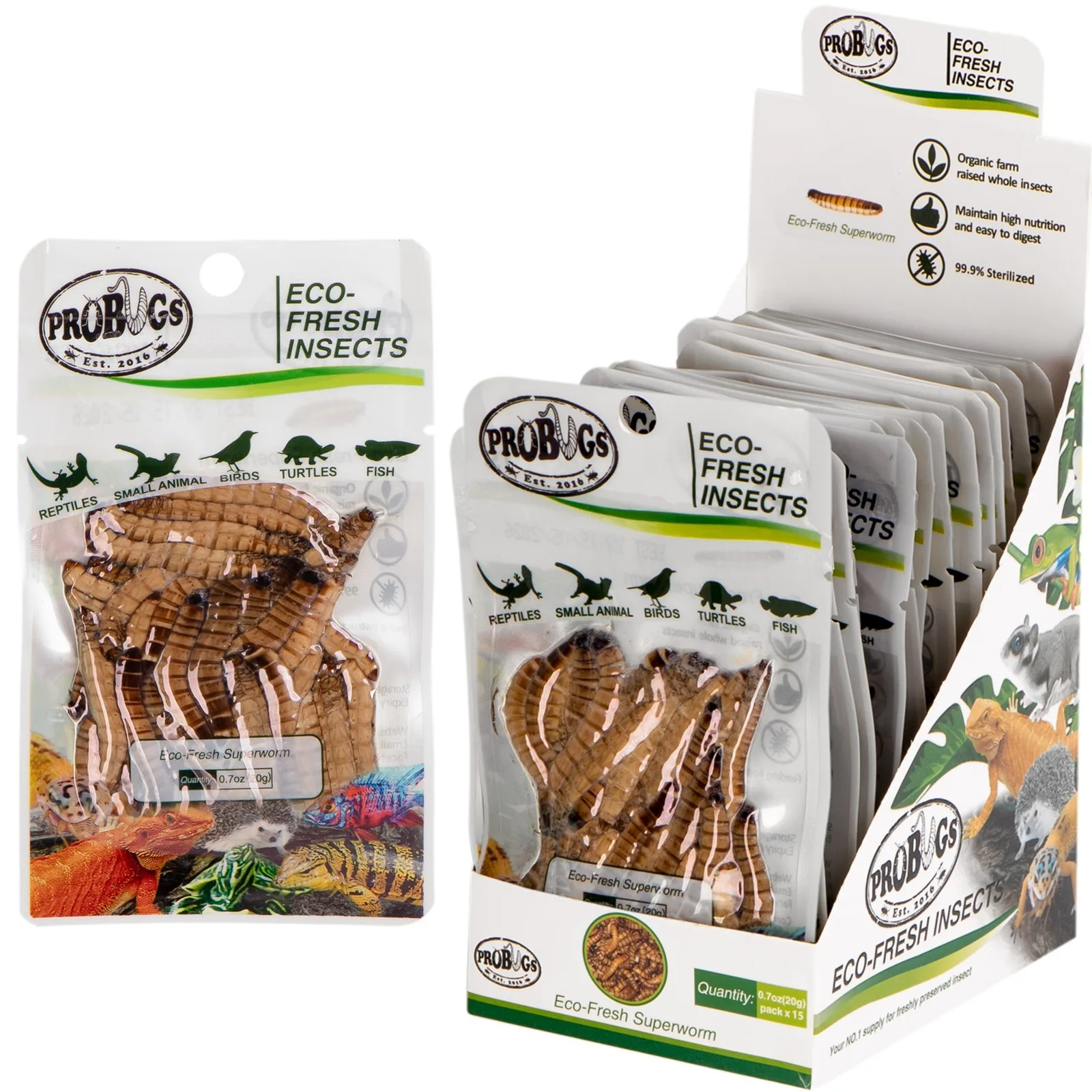 Eco-Fresh Superworm 15 x 20g - świeże larwy drewnojada 15 saszetek
