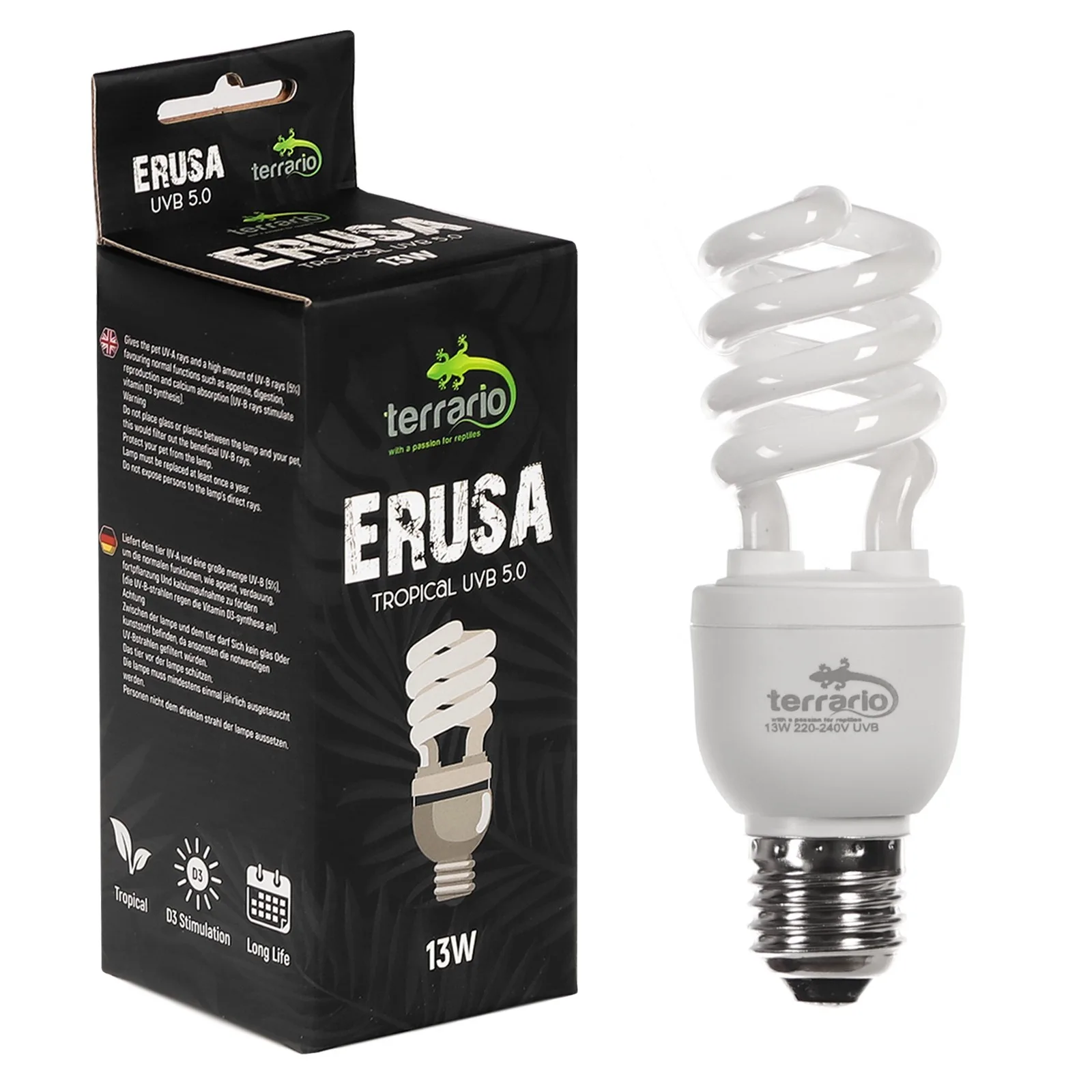 Erusa Tropical UVB 5.0 - żarówka spiralna 5.0 13W